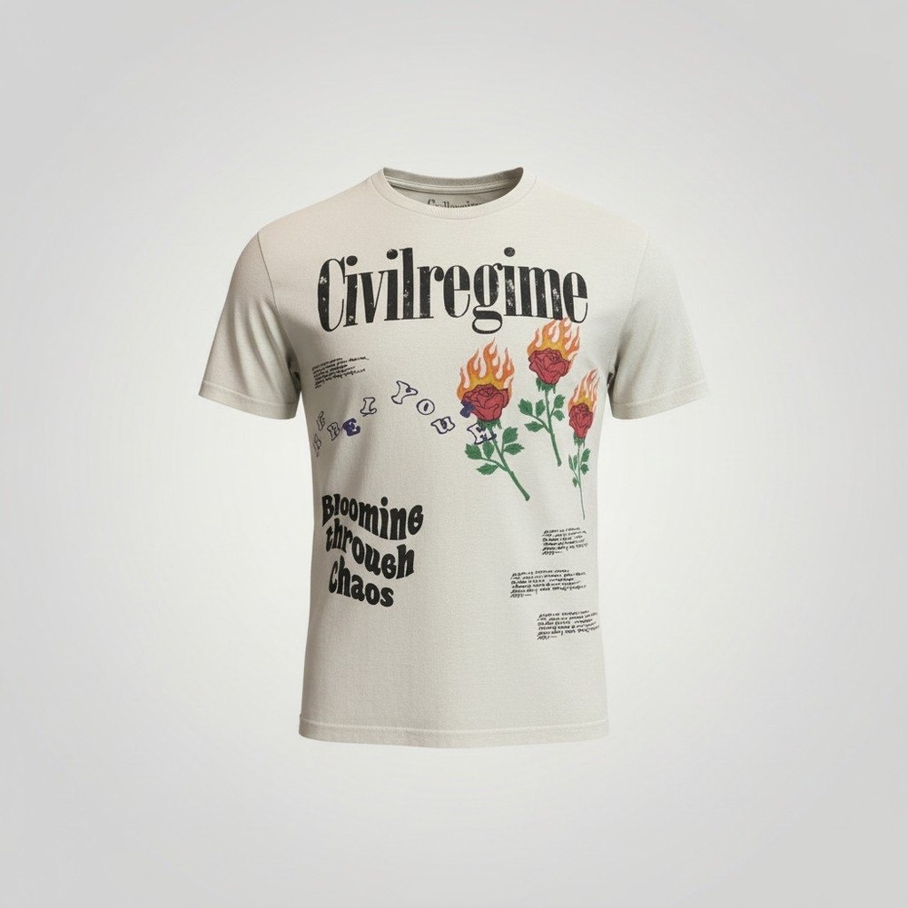 Civil Regime Blooming Through Chaos T-Shirt Mens Large Roses Grunge Streetwear - Picture 1 of 6